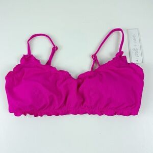 Salt + Cove Bikini Top Juniors Size Medium Pink Ruffle Ribbed Swim NWT